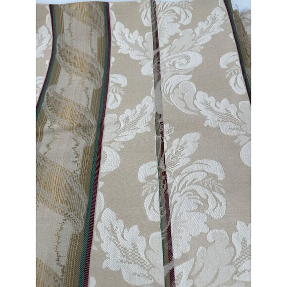 Decorative Beige Gold Jacquard Fabric Floral Stripe Pattern upholstery 6 yards - Picture 1 of 5